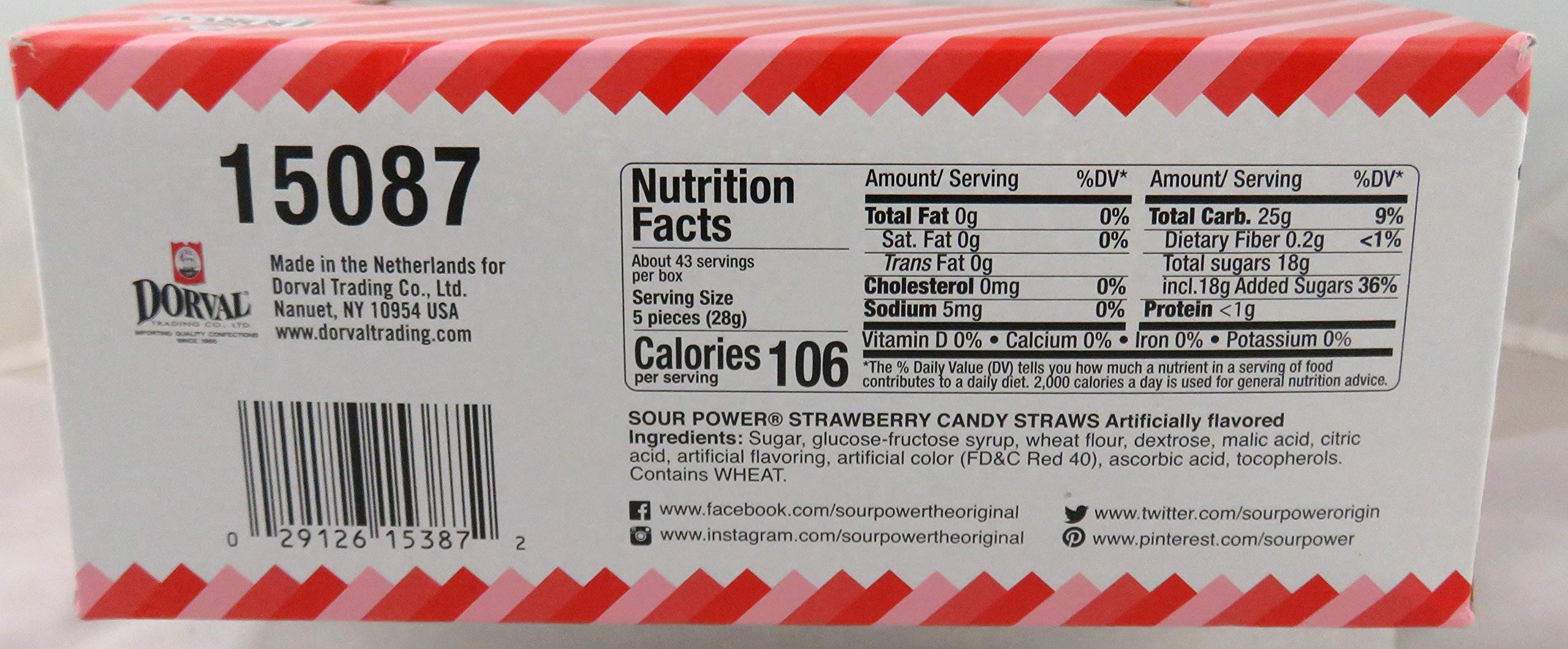 Sour Power Candy Straws - Strawberry Flavor - 1.75oz (Pack of 24) | Tangy & Sweet Treat for Parties, Movie Nights & Office Snacks | Bulk Candy for Kids & Adults