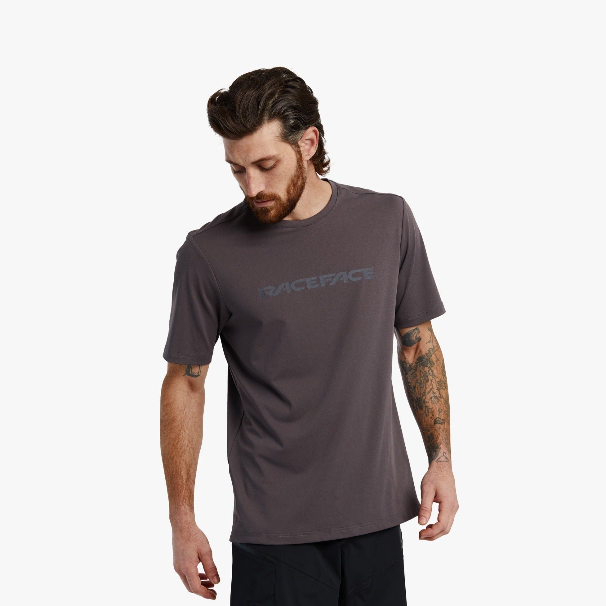 Race Face 2023 Men's Commit SS Tech Top - Performance Cycling Jersey for Mountain & Road Biking - Moisture Wicking & Breathable Workout Shirt