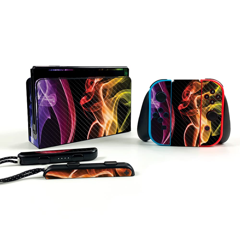 Premium Carbon Fiber Skin for Nintendo Switch OLED - Bright Smoke | Durable Protective Cover with Textured Finish | Easy to Apply & Remove | Made in USA | Perfect for Gaming, Travel & Style Protection
