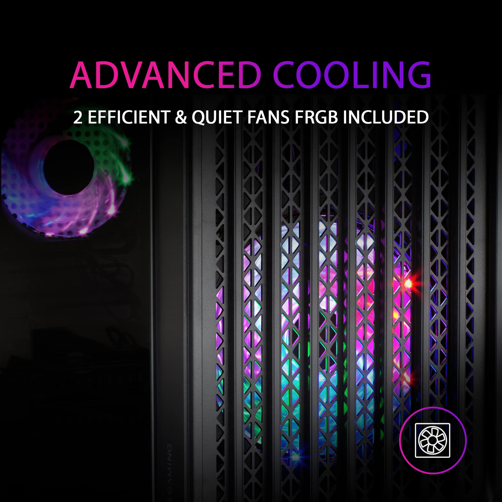 Mars Gaming MC-S2 Ultra-Compact Micro-ATX PC Case with Front Grille, 2x FRGB Fans & Full Side Window - Supports 240mm Liquid Cooling (Black) - Perfect for Gaming Rigs & Compact Workstation Builds