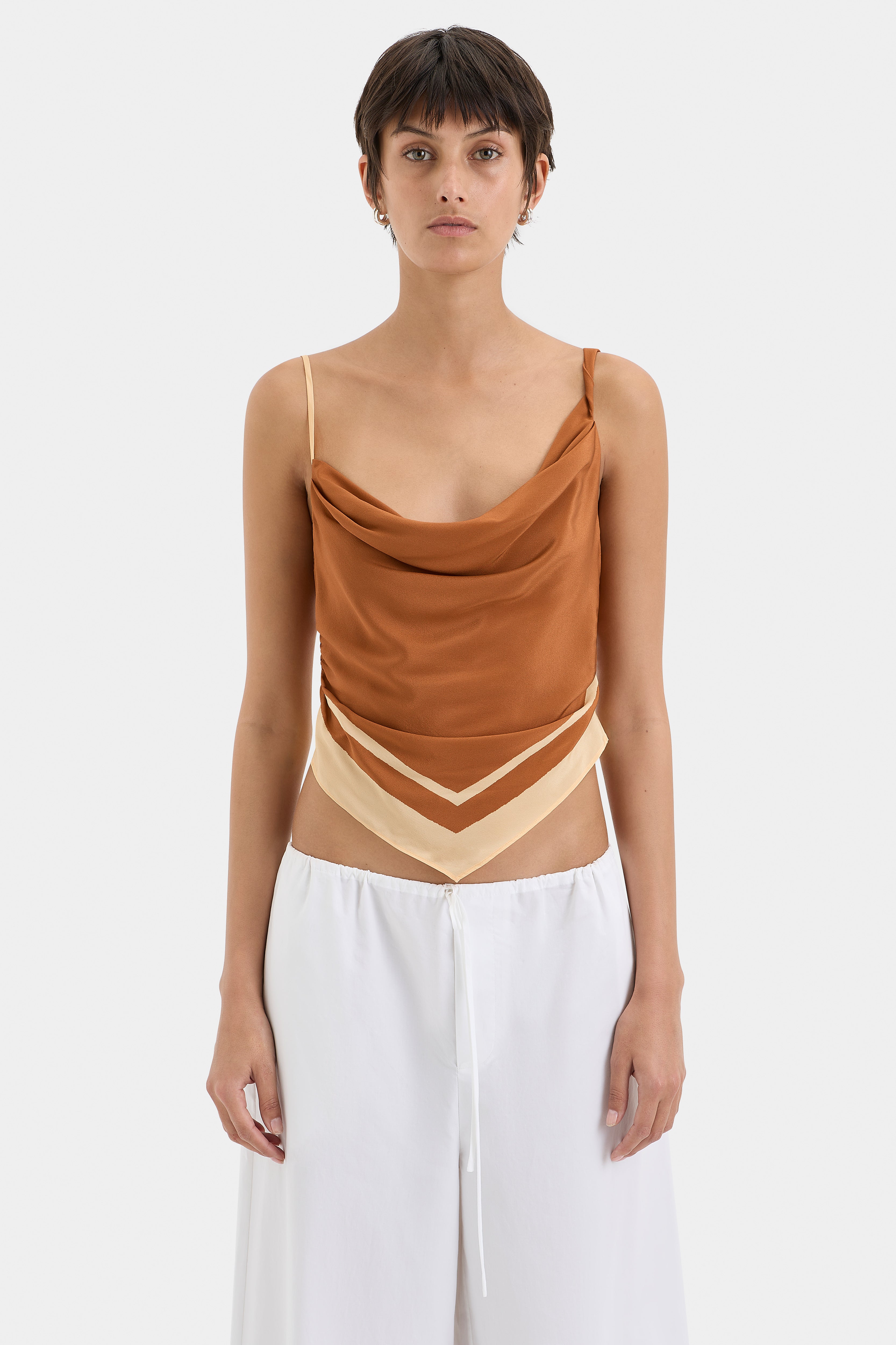 Soma Scarf Cami Top in Rust - Stylish Layering Piece for Women | Perfect for Casual Outfits, Date Nights & Office Wear