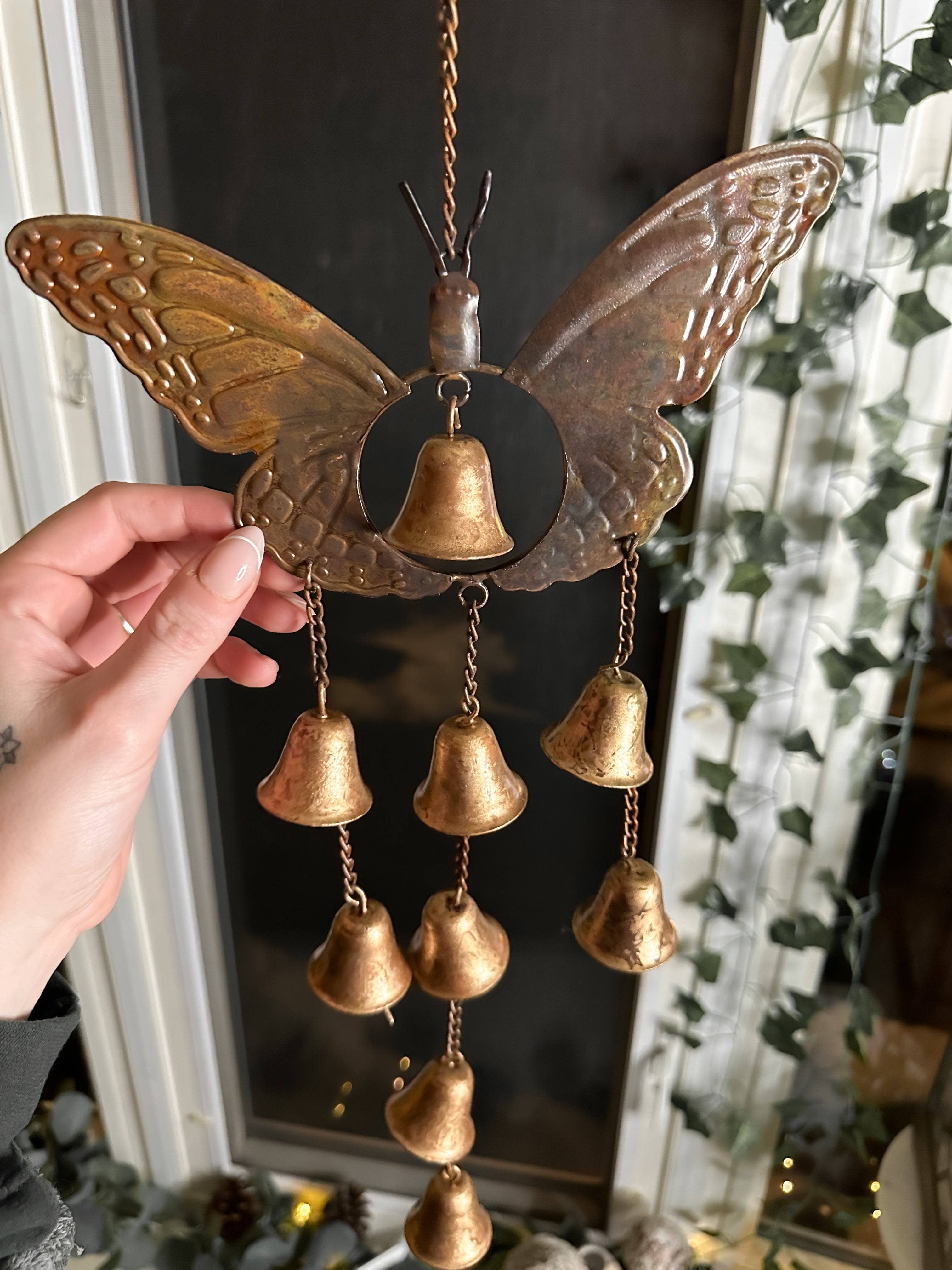 Butterfly Wind Chime with Bells - Outdoor Garden Decor, Patio Hanging Ornament for Relaxation & Feng Shui