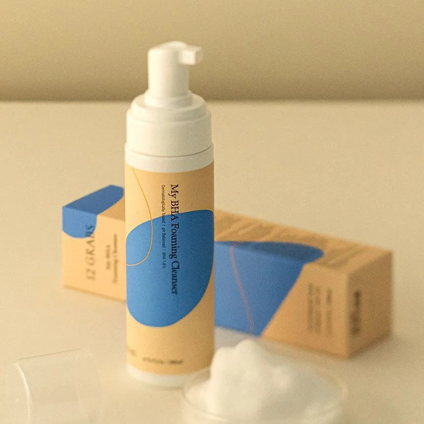 12 GRABS My BHA Foaming Cleanser 200ml - Exfoliating Face Wash for Acne & Blackheads - Gentle Daily Cleansing for Oily & Combination Skin - Perfect for Morning & Night Skincare Routine