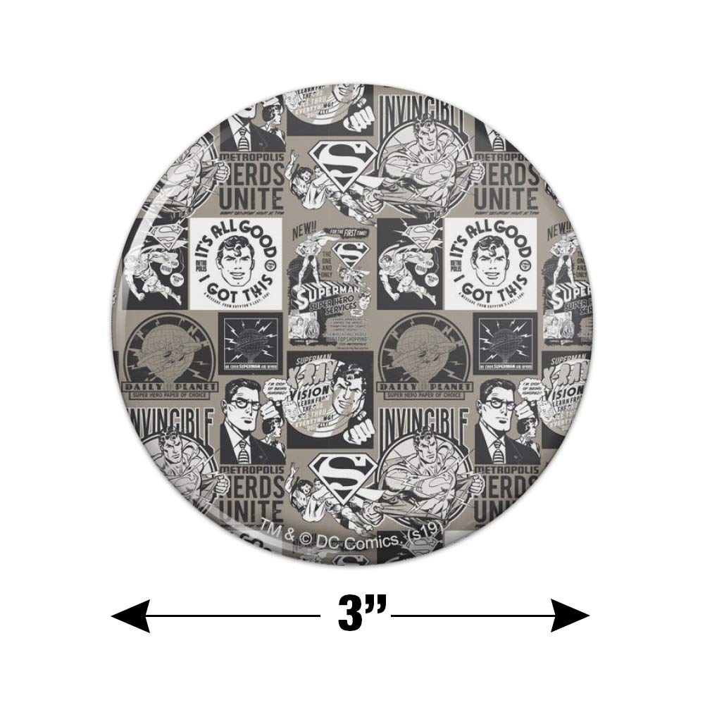 Superman Grey Pattern Fridge Magnet for Kitchen - Decorative Button Magnet for Refrigerator, Office & Home Use - Perfect for Holding Notes, Photos & Reminders