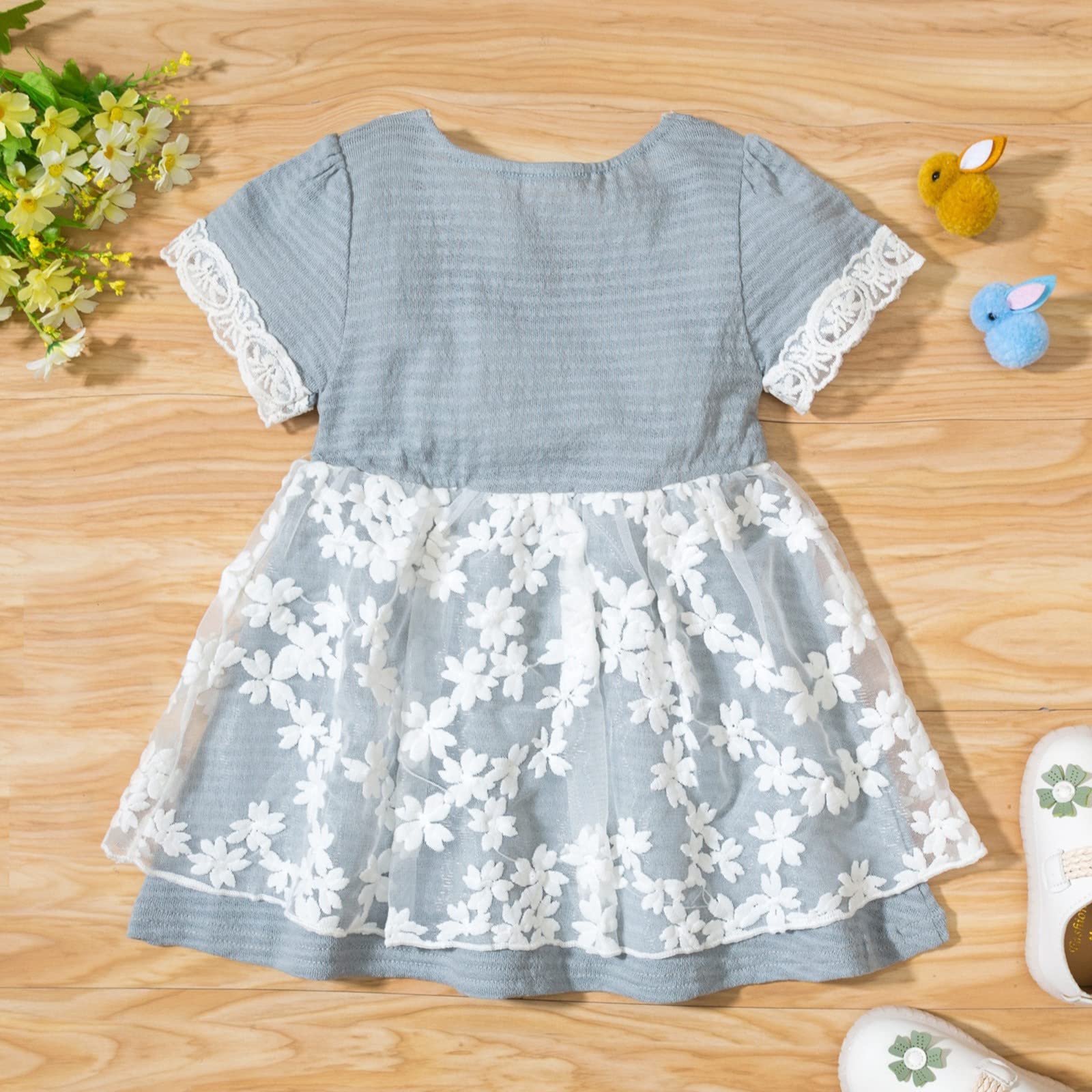 **Girls' Summer Princess Dress - Tulle Ruched Patchwork Lace Toddler Dress for Kids | Casual Party, Birthday, Photo Shoot Outfit**