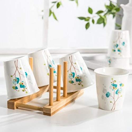 Lawei 6-Piece Bamboo Dish Rack Set - 3/6/8 Slot Wooden Plate Drying Rack with Pot Lid Holder for Dishes, Bowls, Cups & Cutting Boards | Space-Saving Kitchen Organizer for Countertop, Sink & Cabinet Storage