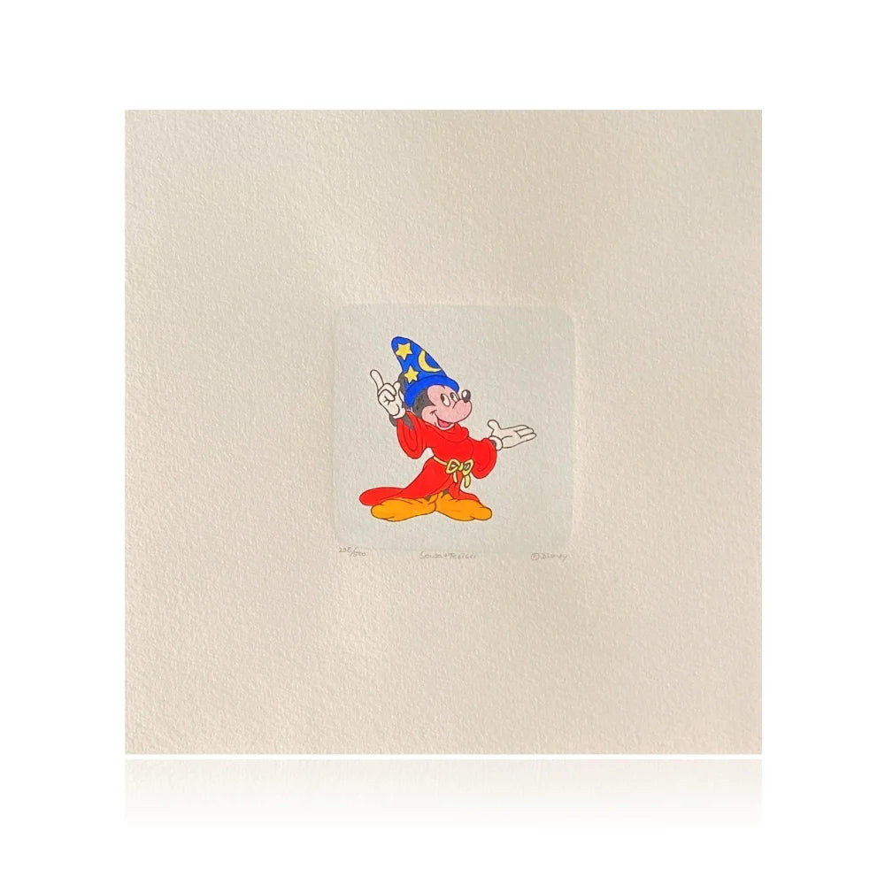 Disney Mickey Mouse Sorcerer Hand-Painted Etching Artwork by Sowa & Reiser #D/500 - Limited Edition Collectible for Disney Fans, Home Decor & Gift Ideas