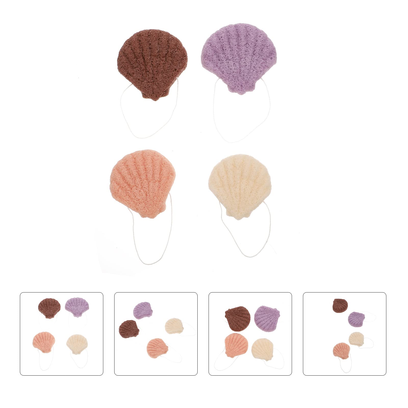 EXCLUZO 4-Pack Konjac Facial Sponges - Gentle Skin Cleansing Puffs for Sensitive Skin | Home & Travel Use, Daily Face Wash & Makeup Removal