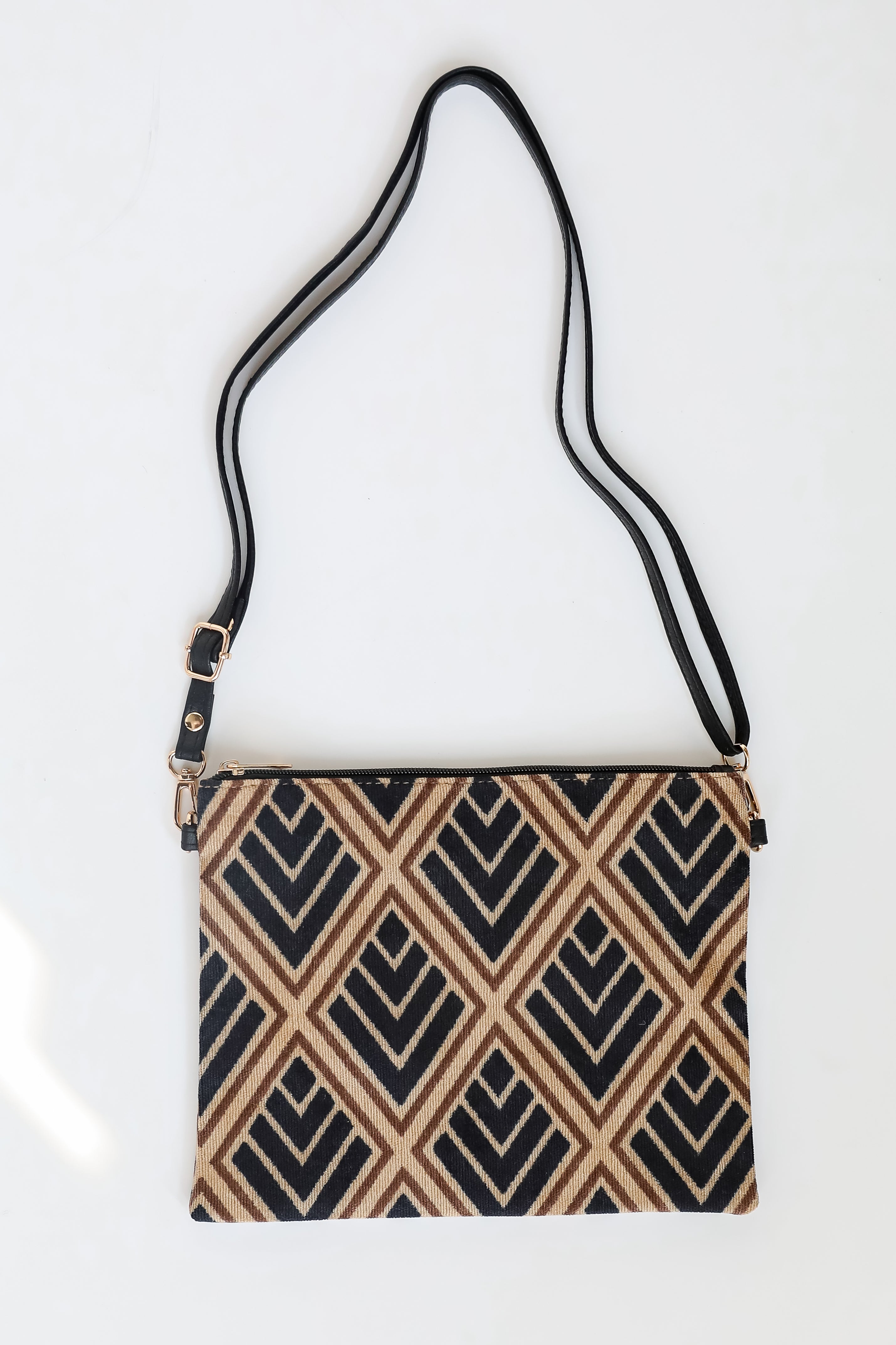 Bold Agenda Black Geometric Crossbody Bag for Women - Stylish Vegan Leather Purse with Adjustable Strap, Perfect for Work, Travel & Everyday Use