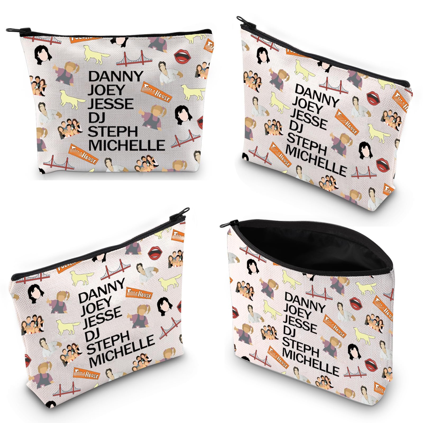 XYANFA TV Show Inspired Makeup Bag - 'Full House' & 'You Got It Dude' Themed Cosmetic Pouch with Zipper - Perfect for Fans, Travel & Daily Organization