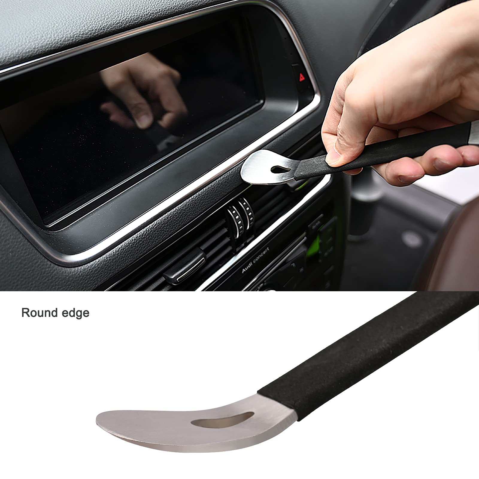 FOSHIO Metal Car Trim Removal Tool Kit - Pry Tool for Door Panel, Dashboard, Radio, Audio & Navigation Installation - Professional Auto Panel Removal Kit for Car Repair & DIY Projects