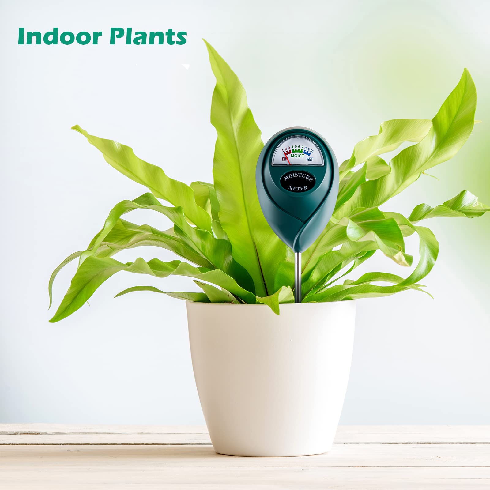 **Soil Moisture Meter for House Plants & Outdoor Gardens - Plant Water Monitor, No Batteries Needed (Green) - Perfect for Indoor Potted Plants, Succulents, and Garden Beds**