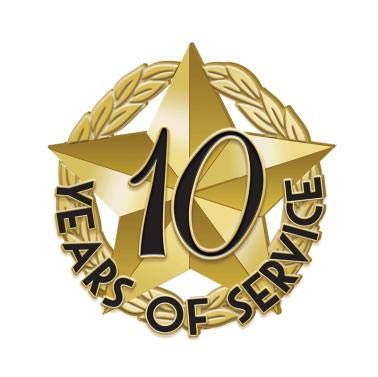 10 Year Service Gold Star Lapel Pin for Employee Recognition