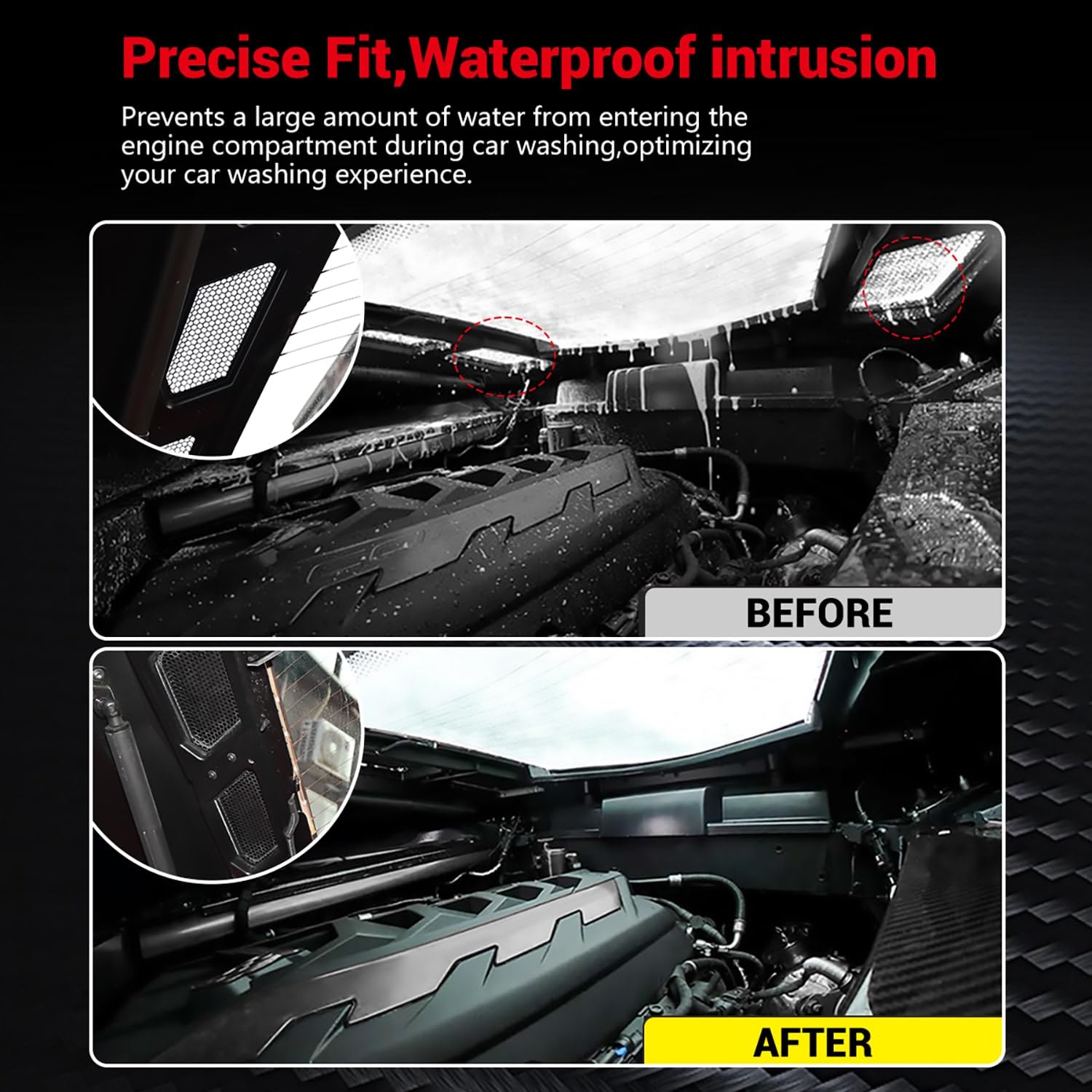 Corvette C8 Z51 Coupe & C8 Z06/E-Ray Rear Window Spoiler & Dry Bay Vent Blocks - Car Wash Protection & Engine Bay Air Vent Inserts (2020-2023 Models) - Perfect for Car Shows, Track Days & Daily Driving Protection