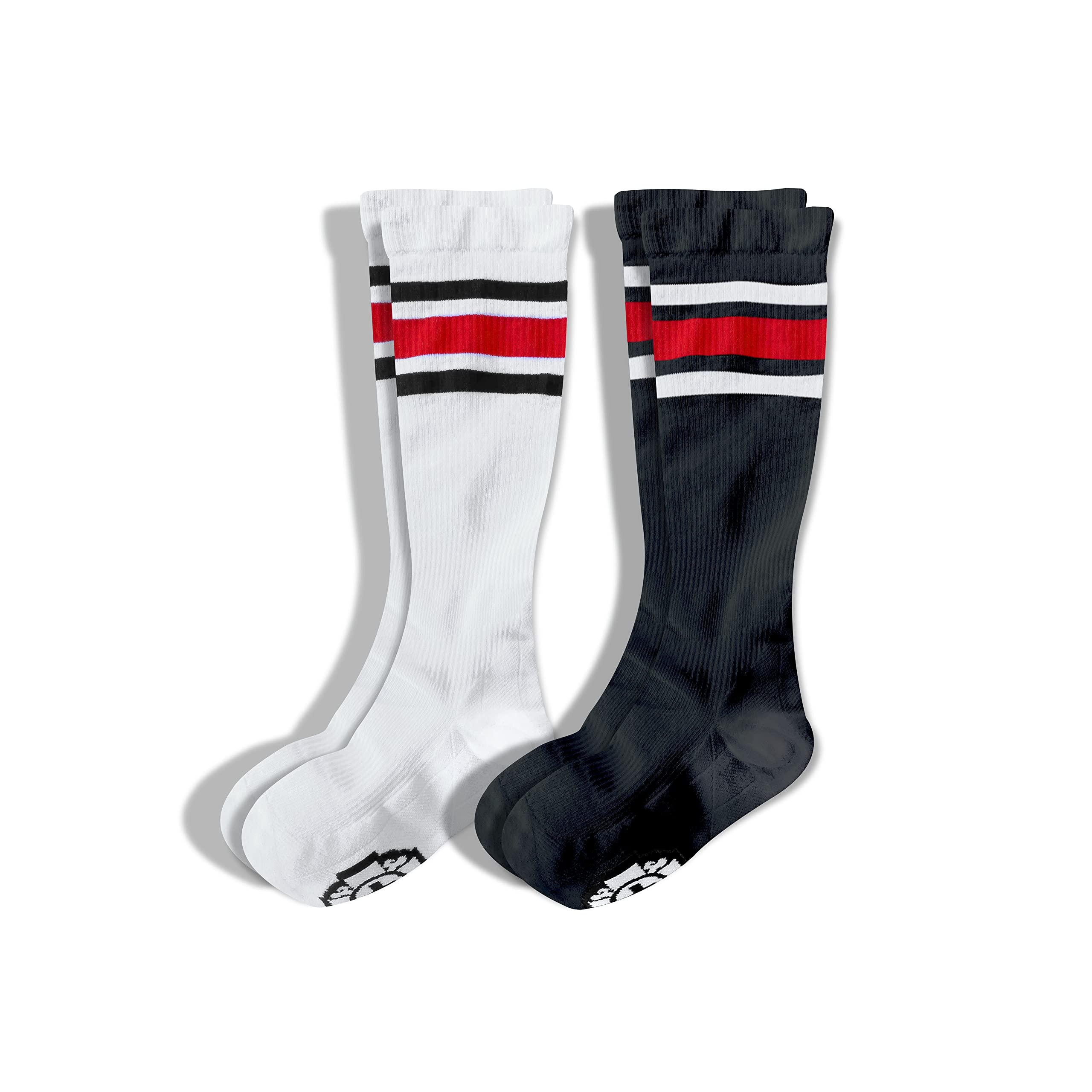 Old Bones Compression Socks with Red Stripes - 15-20 mmHg Athletic Socks for Men & Women - Perfect for Running, Travel & Recovery