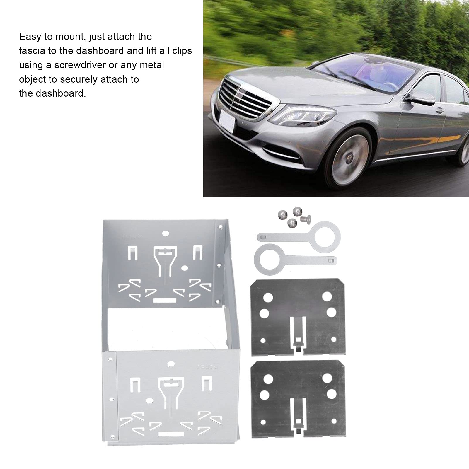 Universal 2 Din Car Radio Dashboard Mounting Kit - Aluminum Alloy Stereo Frame Compatible with B5 MK3 MK4 | Perfect for Car Audio Upgrade & DIY Installation