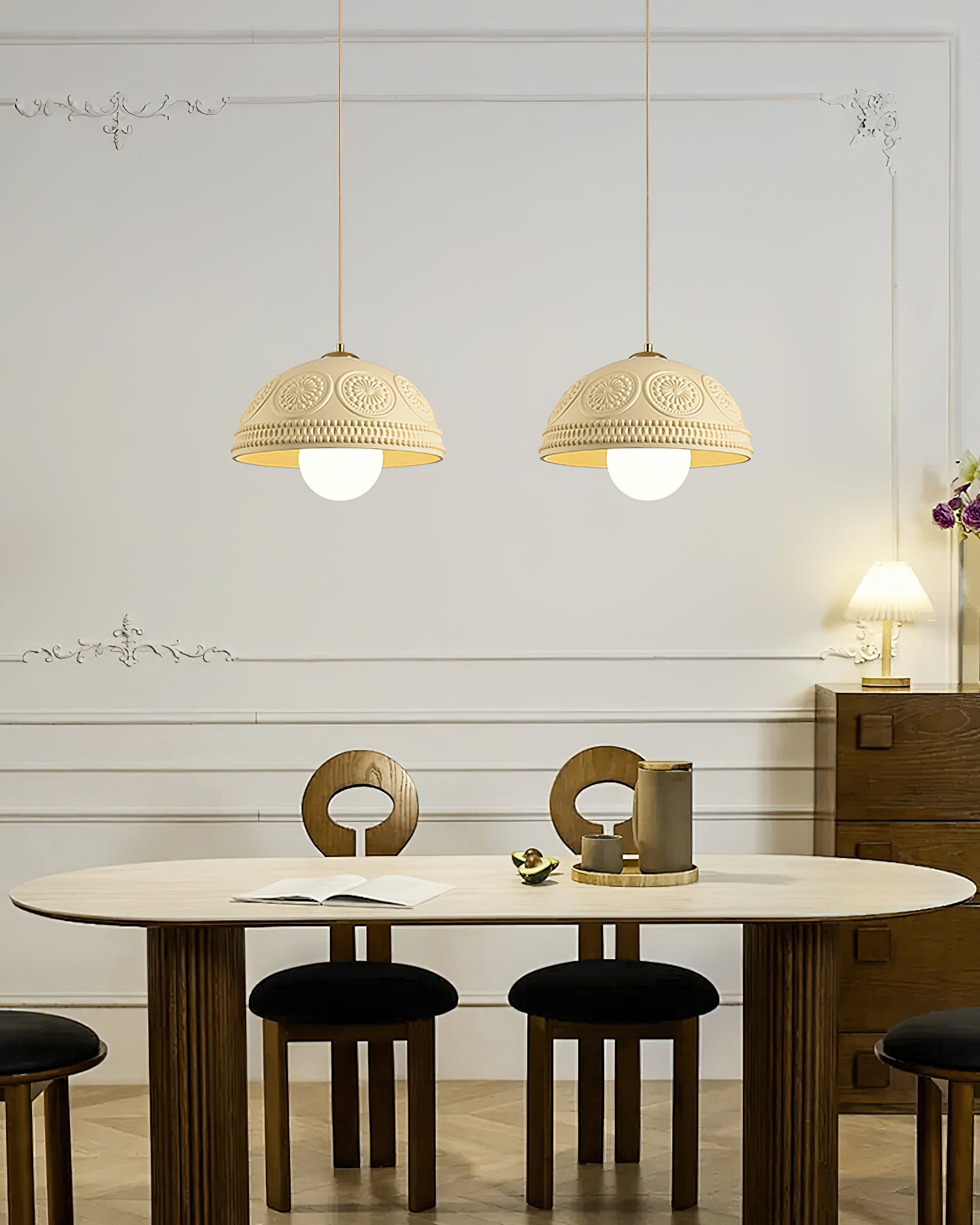 Modern Embossed Ripple Pendant Light - Handcrafted Glass Ceiling Lamp for Dining Room, Kitchen Island & Living Room Decor