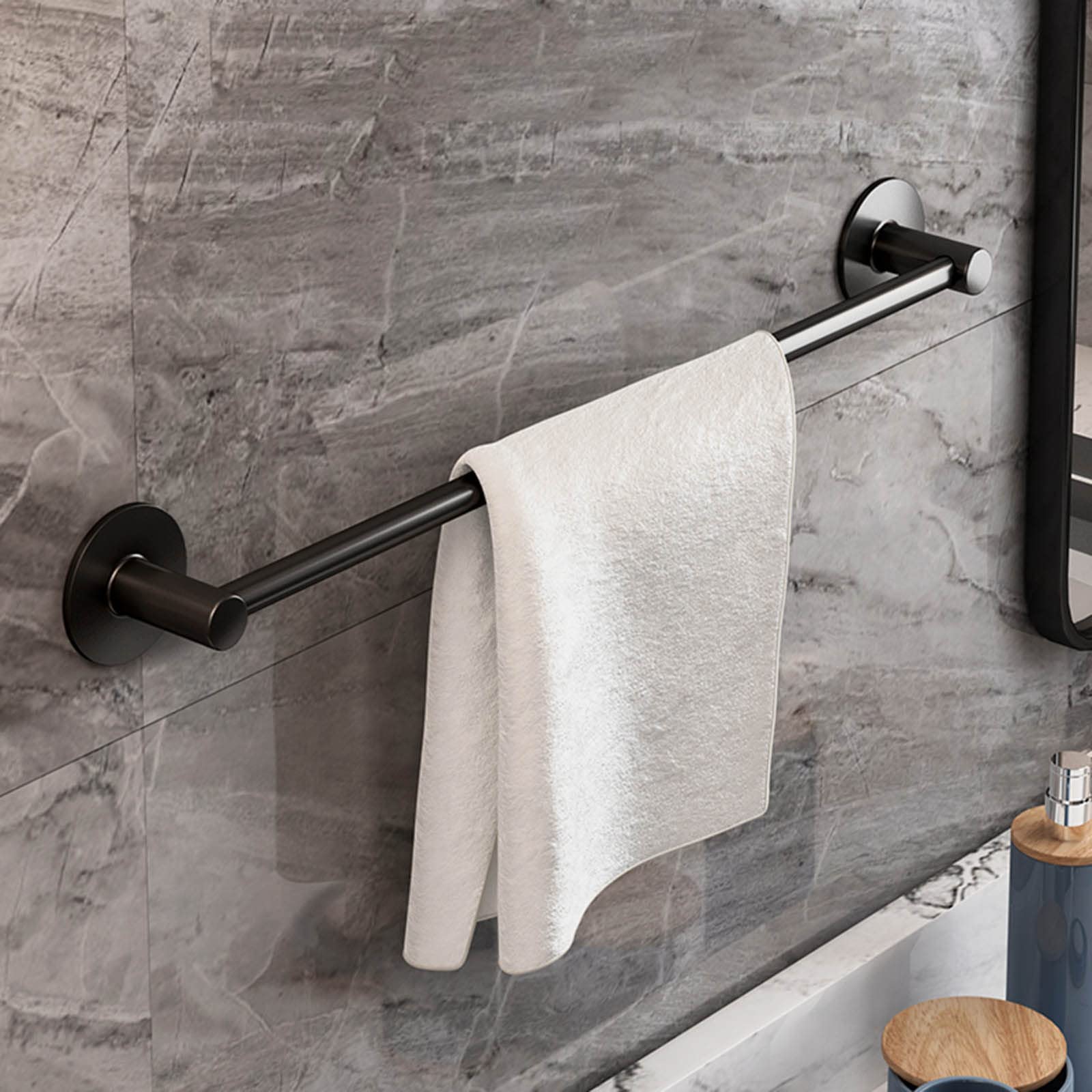 RPLI No-Drill Aluminum Towel Rack - Wall Mounted Towel Bar for Bathroom, Kitchen, Bedroom & Balcony - Space Saving Storage Solution for Towels, Robes & Kitchen Utensils