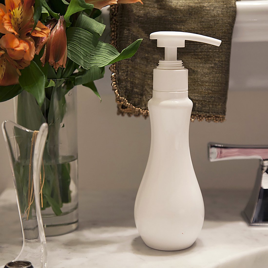Briiith White Ocean Soap Pump - Elegant Bathroom Dispenser for Liquid Soap, Hand Wash & Lotion | Perfect for Kitchen, Bathroom & Guest Room Decor