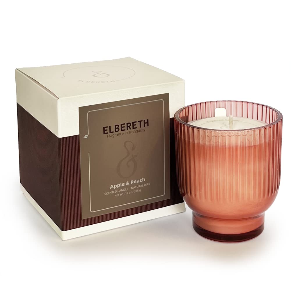 ELBERETH Apple Scented Soy Candles - 10 oz Natural Home Fragrance Candles in Glass Jar, 60 Hours Burn Time | Perfect for Relaxation, Aromatherapy & Romantic Gifts for Women