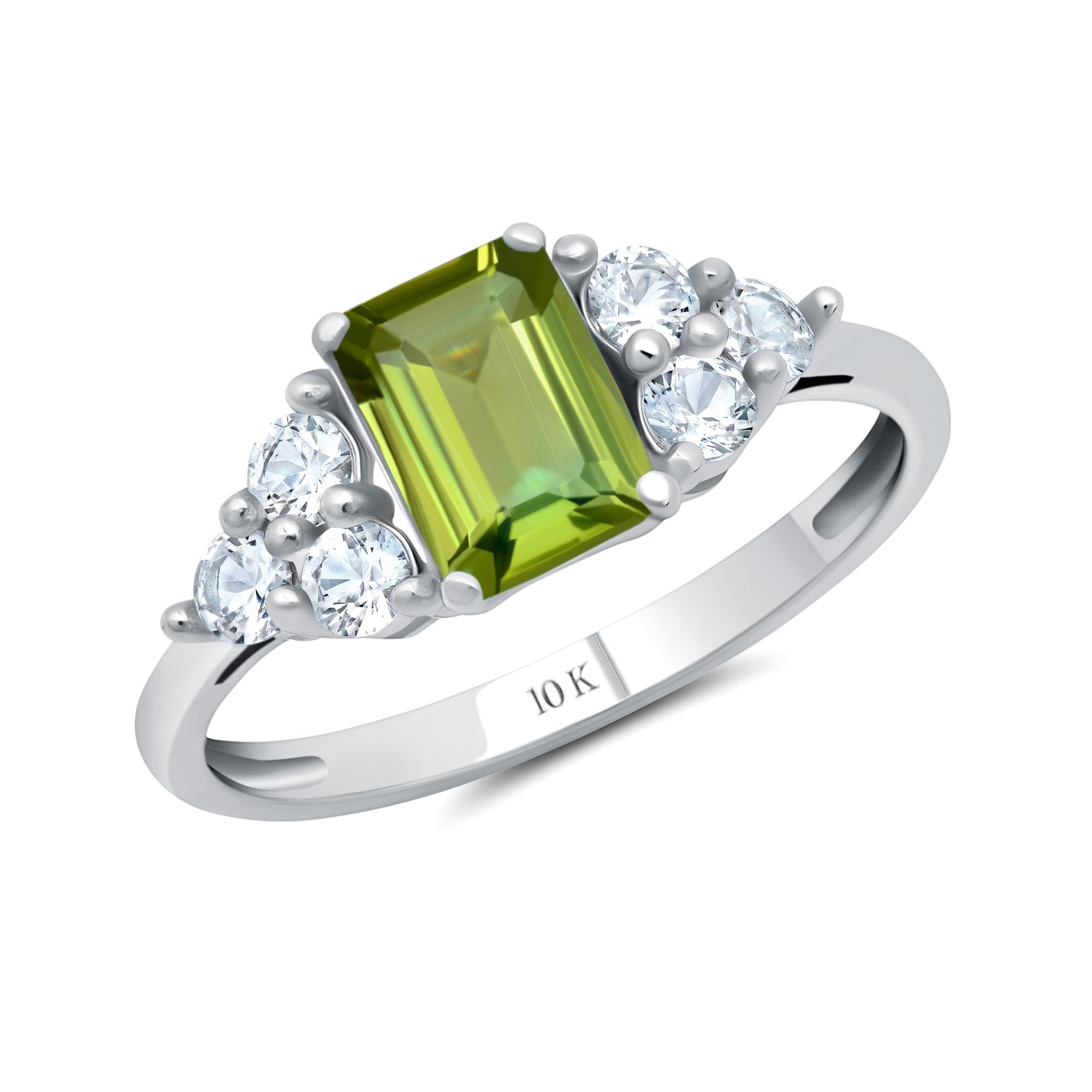 10K Gold Emerald Cut Birthstone Rings for Women - Durable Anti-Tarnish Cocktail Rings | Size 5-9 with Gift Box | Perfect for Anniversaries, Birthdays & Special Occasions