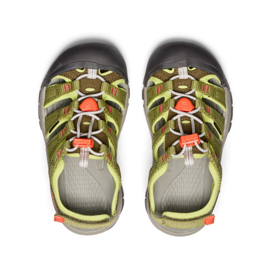 Little Kids' Newport Boundless Sandal - Dark Olive/Scarlet Ibis | Comfortable & Durable Water Shoes for Beach, Pool & Outdoor Play