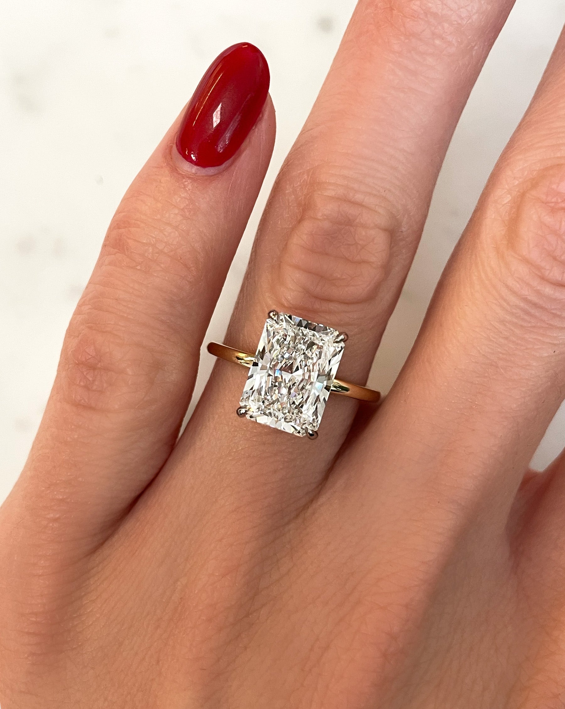 3.63 Carat Lab Grown Diamond Engagement Ring - Radiant Cut Whisper Thin® Hidden Halo Setting | Perfect for Proposals, Anniversaries & Special Occasions