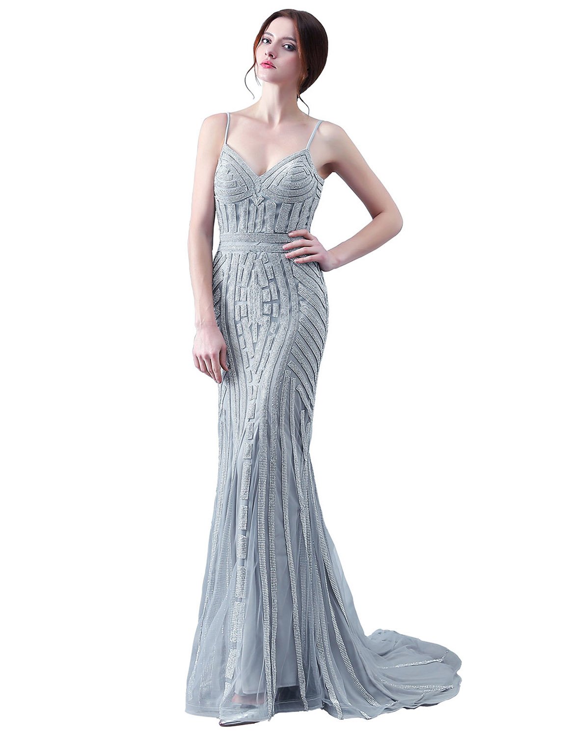 Elegant Women's Long Mermaid Evening Gowns with Sequin Beading & Corset Backless Design - Luxury Formal Prom Dresses for Gala, Wedding, Red Carpet & Special Occasions