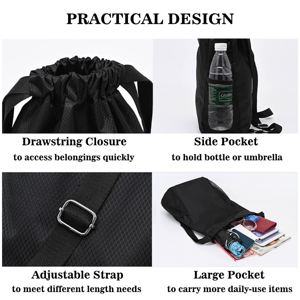 **UpLook Water-Resistant Drawstring Backpack for Men & Women – Lightweight Gym Sackpack with Large Cinch Side Pockets for Hiking, Travel & Daily Use (Dynamic Red)**