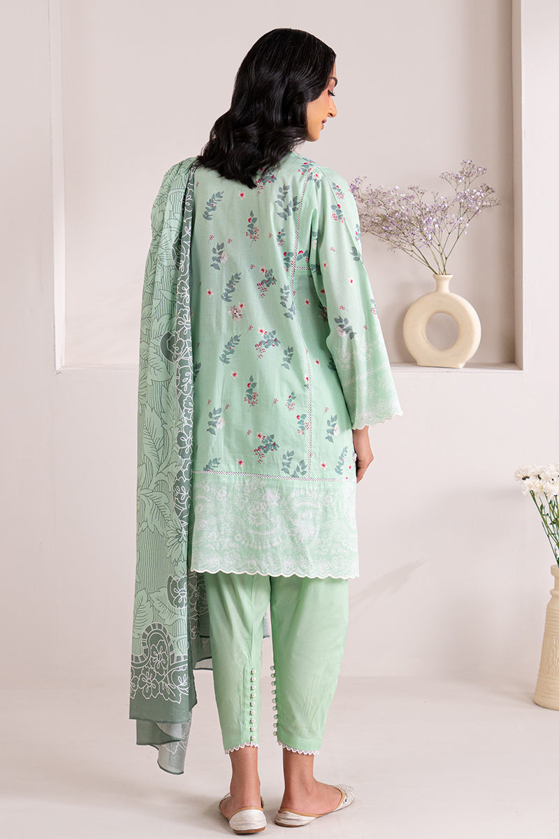 Mint Grace 3 Piece Printed Lawn Suit for Women - Floral Design Summer Outfit - Perfect for Parties, Weddings & Casual Wear