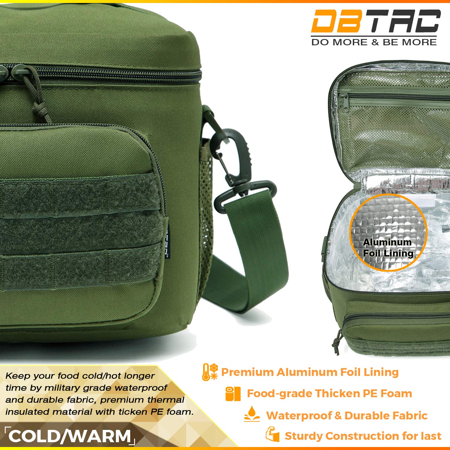 Insulated Tactical Lunch Bag for Men & Women - 12 Can Capacity, Leakproof 9L Cooler Tote for Work, Office, Outdoor & Travel | Soft Easy-Clean Liner (2 Included) | OD Green | Perfect for Camping, Hiking, Picnics & Daily Commute