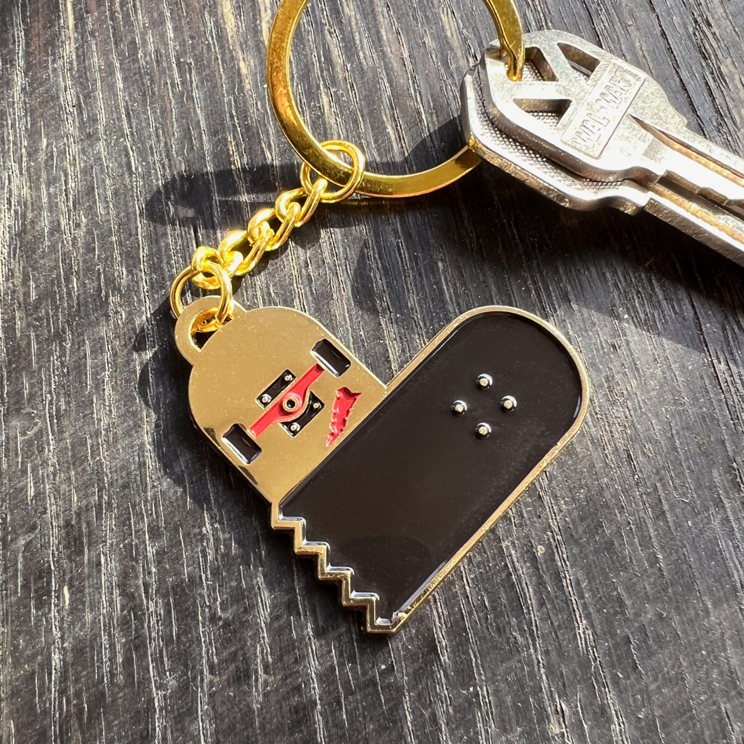 Vintage Broken Skateboard Heart Keychain - 1.75