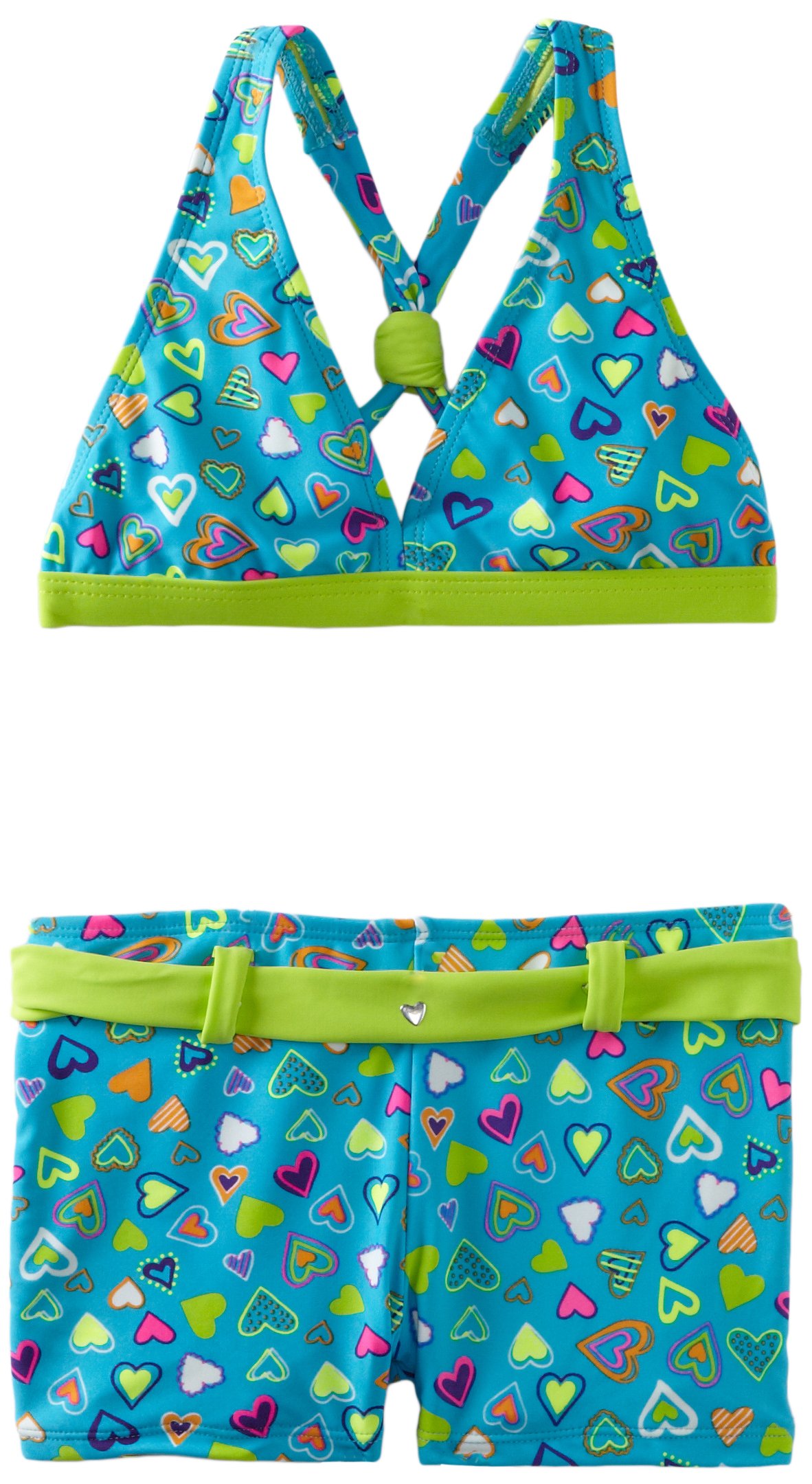 Laguna Big Girls' Sweet Hearts Bikini Swimsuit - Cute Two-Piece Bathing Suit for Teen Girls, Summer Beach Pool Party Wear, Swimwear for Kids Ages 8-14