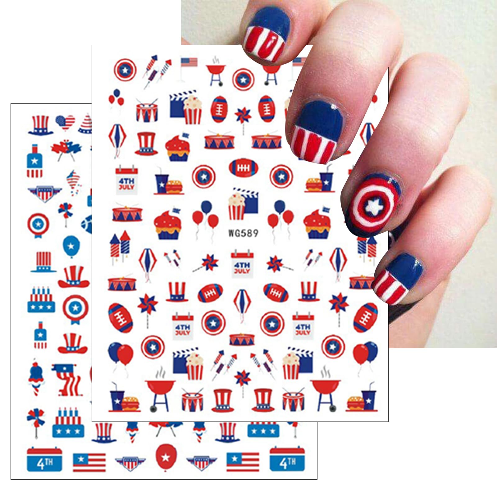 4th of July Nail Stickers - Patriotic American Flag & Firework Designs for Independence Day Nails