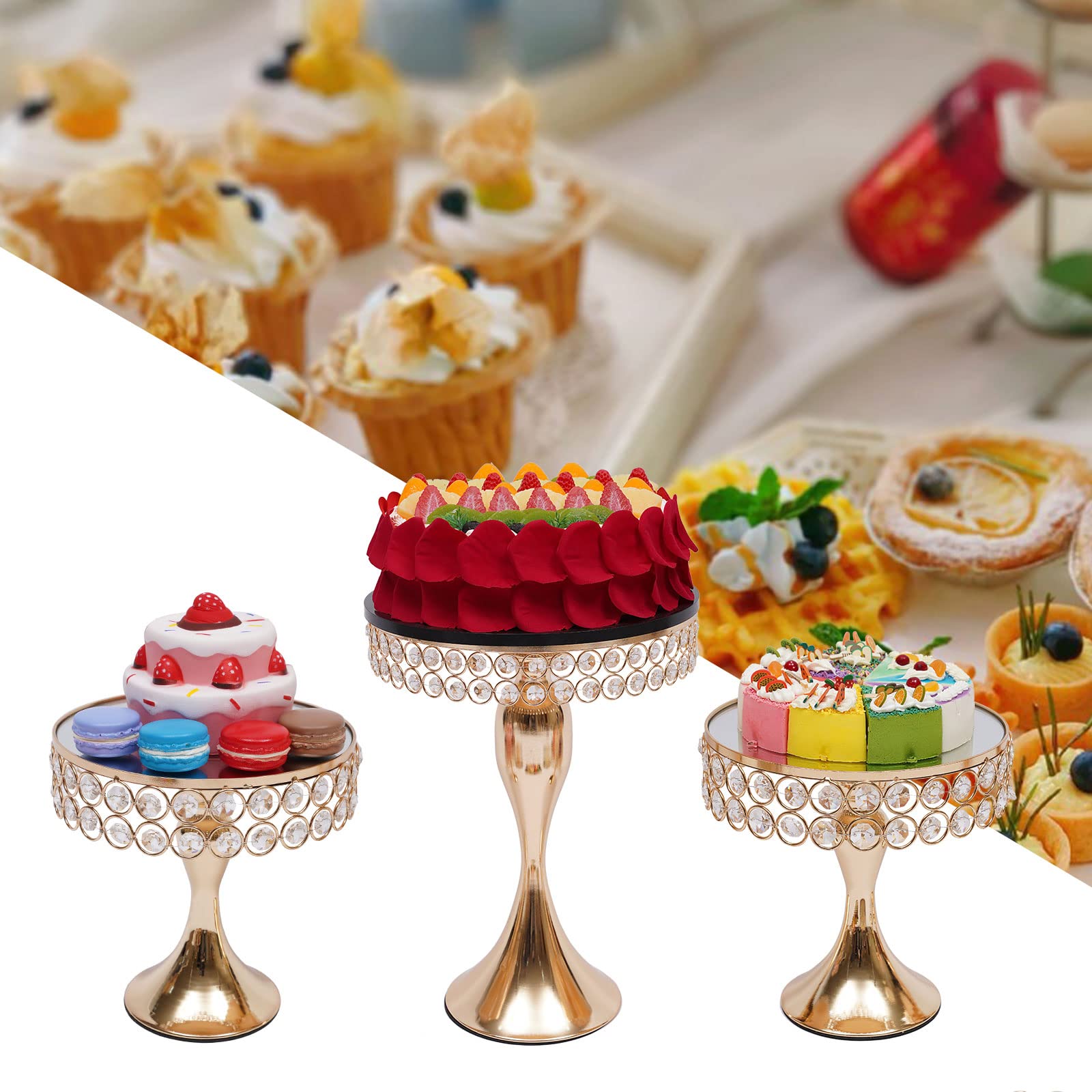 YIYIBYUS 10-Piece Silver & Gold Cupcake Stand Set - 7-Tier Metal Dessert Table Stand for Birthday Parties, Baby Showers, Anniversaries & Afternoon Tea (Gold) | Perfect for Wedding Receptions, Bridal Showers & Holiday Celebrations