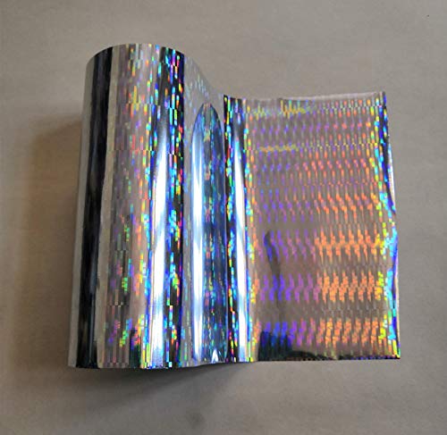 Premium Holographic Hot Stamping Foil Roll - Silver Thick Line Pattern for Heat Transfer on Paper & Plastic (32cm x 120m) - Ideal for DIY Crafts, Packaging, Gift Wrapping & Product Branding