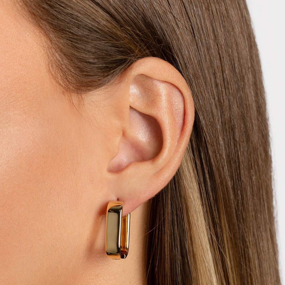 Chunky Gold Paperclip Earrings for Women - Trendy Midi Hoop Earrings for Everyday Wear & Gift Giving