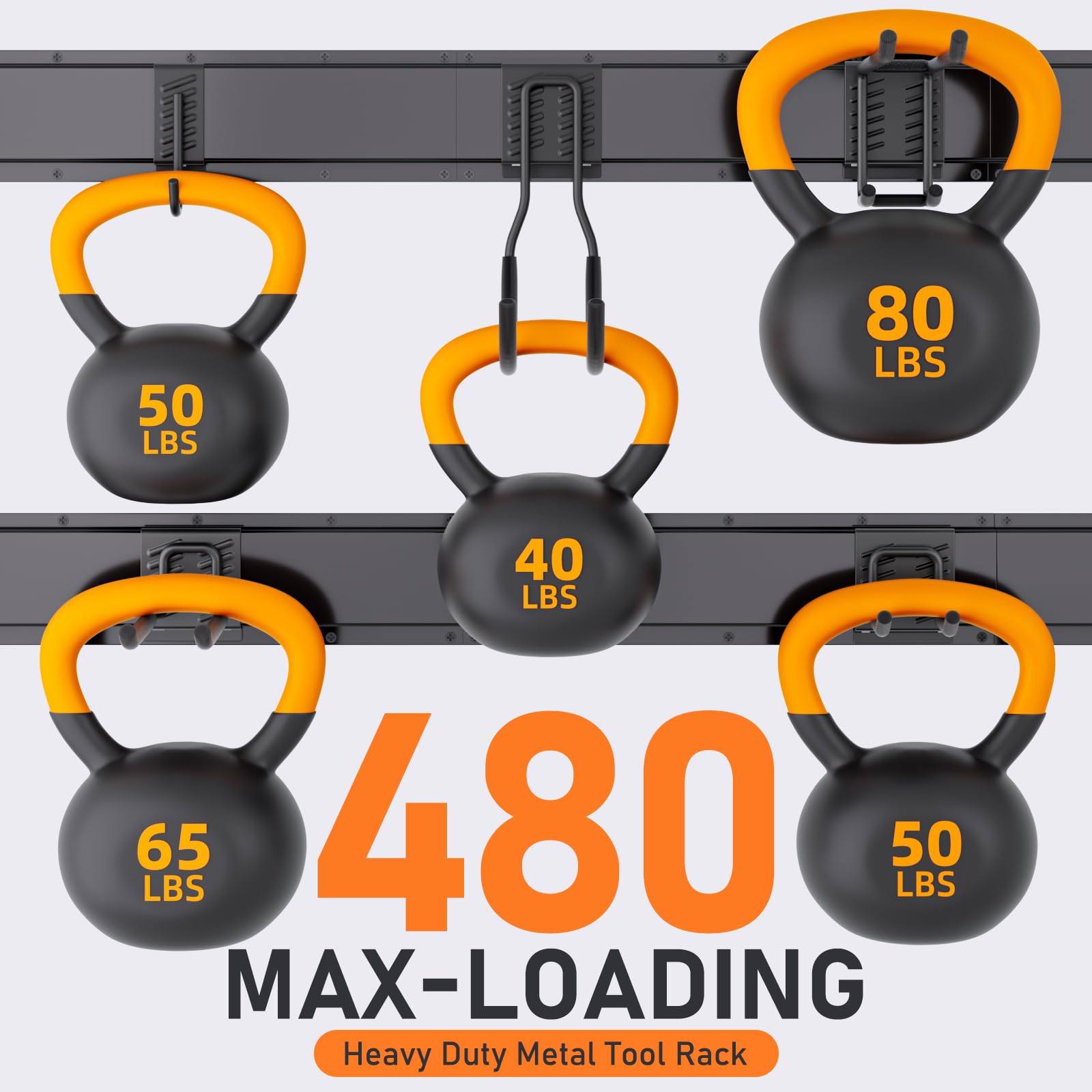 INCLY 64-Inch Heavy Duty Garage Wall Organizer with 4 Storage Racks & 9 Adjustable Hooks - Holds 480lbs for Yard Tools, Shovels, Rakes - Perfect for Garage, Shed & Workshop Organization