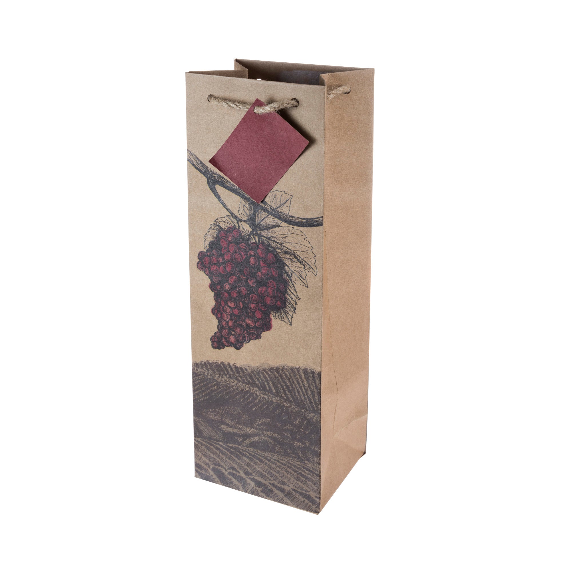Premium Illustrated Grapes Single Bottle Wine Bag - Elegant & Reusable Wine Carrier for Gifts, Parties & Picnics