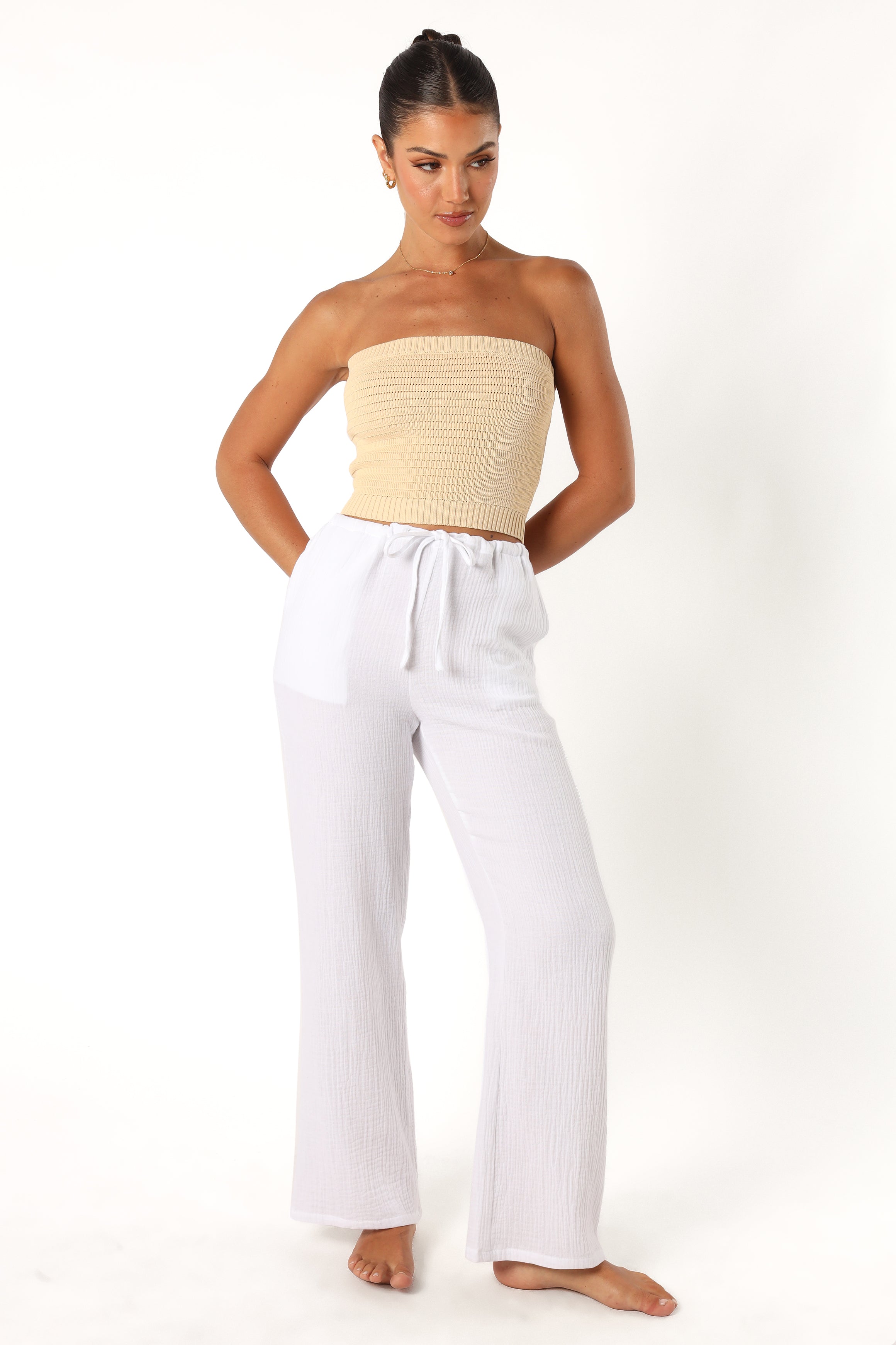 Irene Women's White Pants - Comfortable Stretch High Waist Trousers for Work, Office & Casual Wear | Perfect for Business, Travel & Everyday Outfits