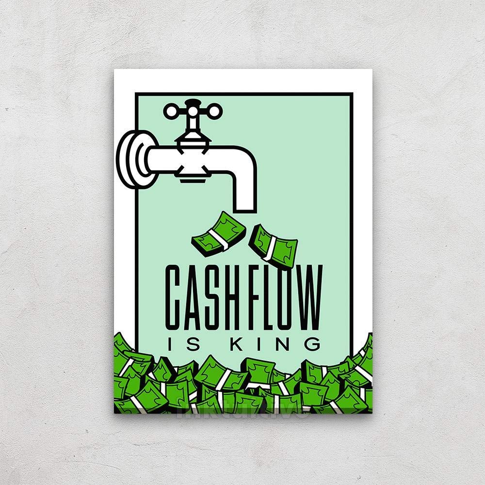 Inktuitive 'Cashflow is King' Motivational Canvas Wall Art - Premium High Resolution 24x18 Inch Ready-to-Hang Office & Home Decor | Large Inspirational Wall Art for Living Room, Bedroom or Office