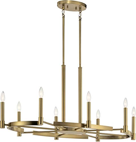 Kichler Tolani 8-Light Oval Chandelier in Brushed Natural Brass - Elegant Dining Room Lighting Fixture for Modern Home Decor