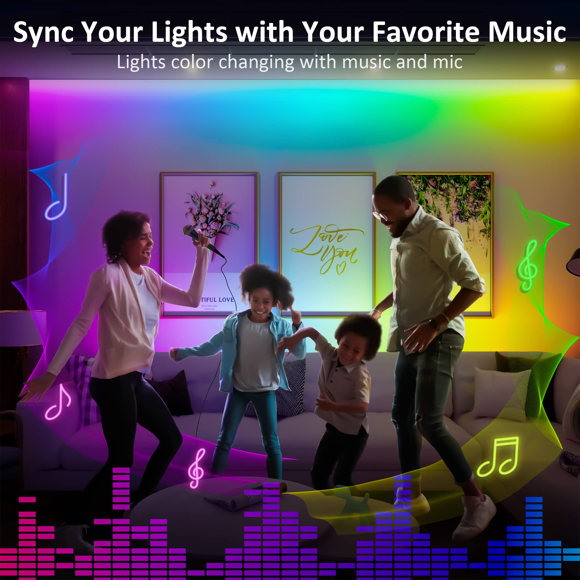3 Pcs RGB Under Cabinet Lights Kit with Smart App & Remote Control - Dimmable LED Strip Lights for Kitchen, Counter, Workbench, Desk - Perfect for Task Lighting, Ambiance & Under Shelf Illumination