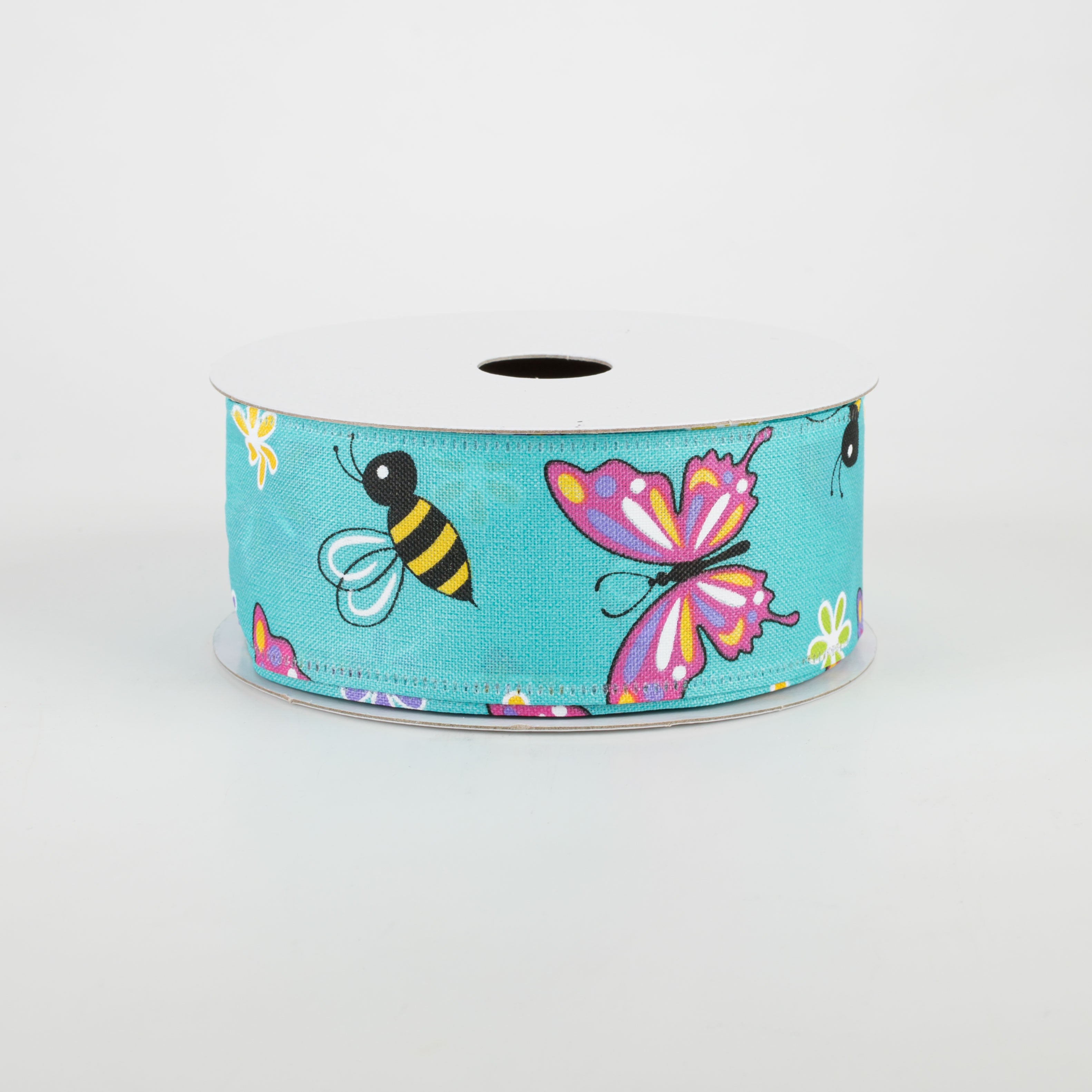 1.5 Inch Butterflies & Bees Ribbon - Teal Blue Decorative Craft Ribbon (10 Yards) for Gift Wrapping, Scrapbooking & DIY Wedding Decorations