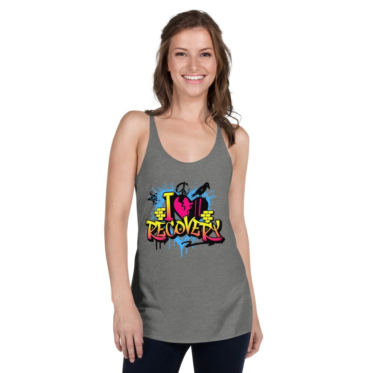 Recovery in Motion Graffiti Tank Top - Breathable Workout Shirt for Men & Women - Perfect for Gym, Running, Yoga and Streetwear Fashion