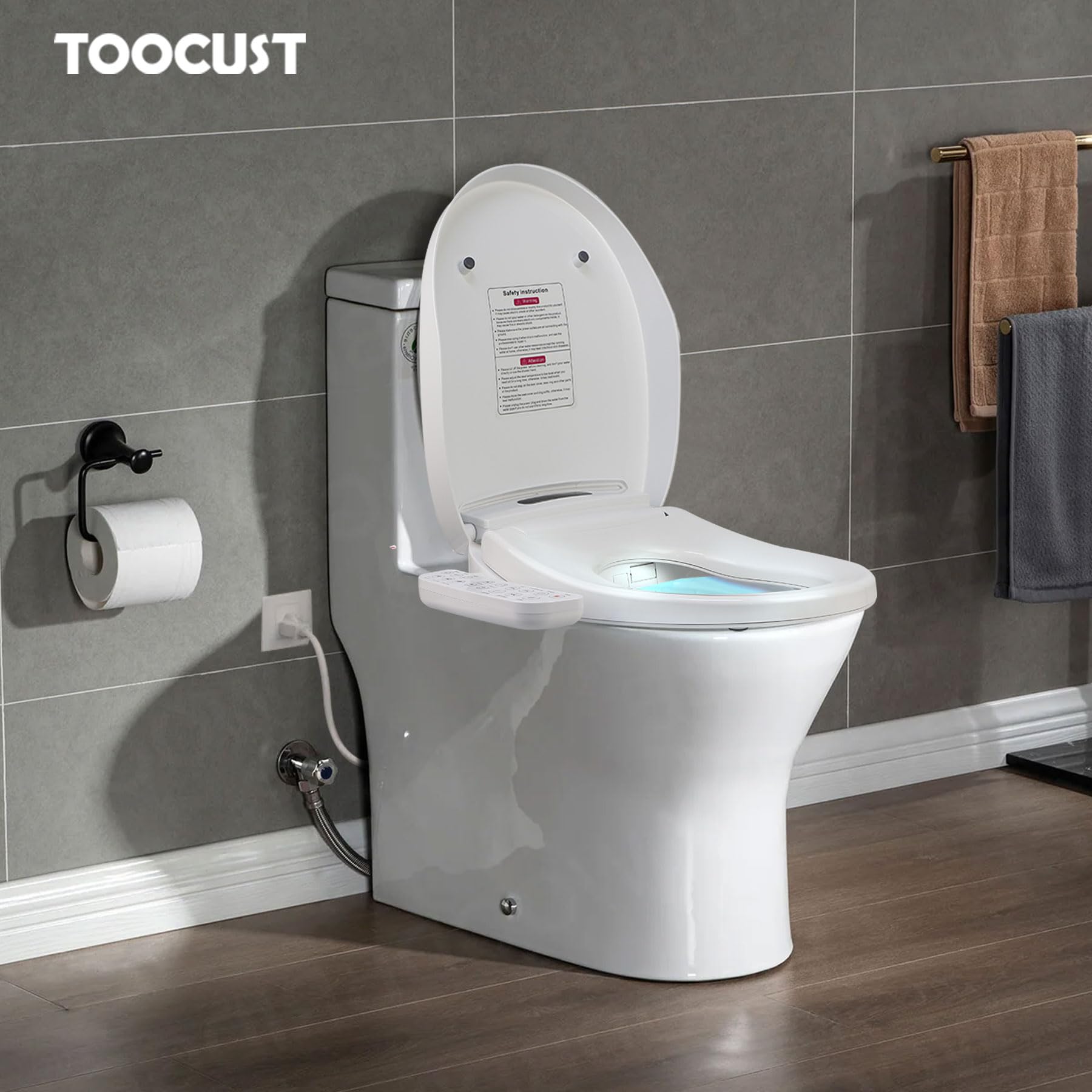 Smart Heated Bidet Toilet Seat Round - Unlimited Warm Water, Vortex Wash, Warm Air Dryer, Rear/Front Wash & LED Light - Perfect for Modern Bathrooms & Luxury Home Upgrades