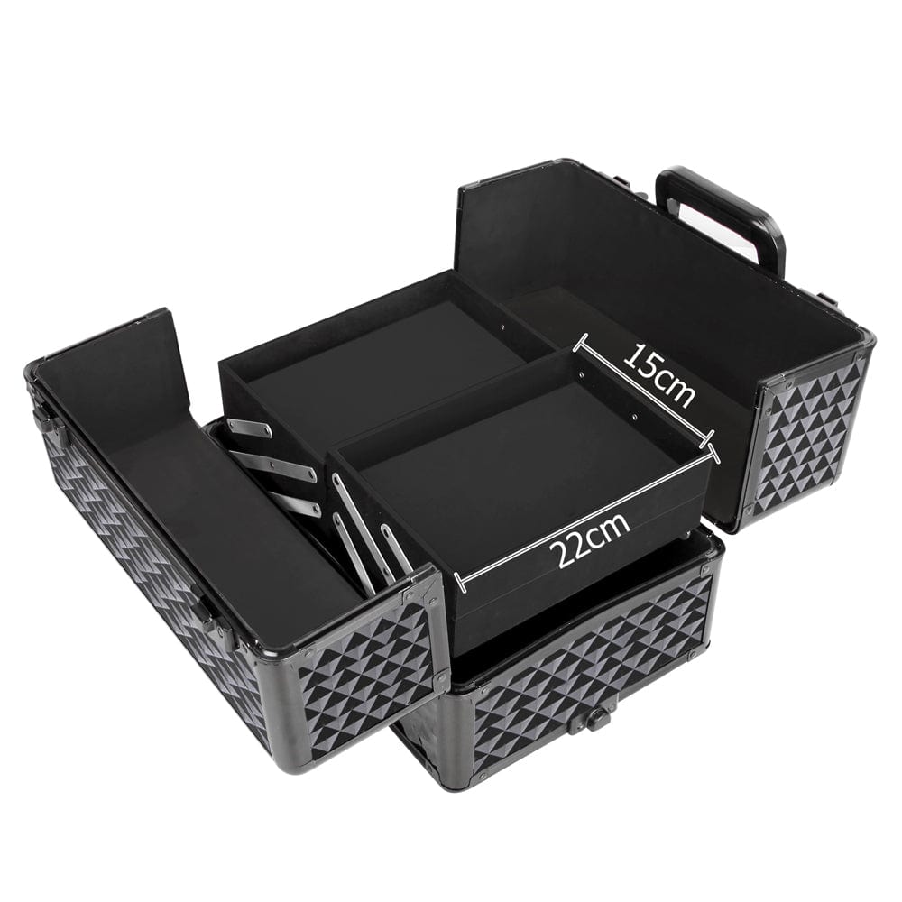 Embellir Professional Makeup Case - Beauty Trolley with Wheels, Cosmetic Organizer Box for Travel & Salon Use | Diamond Design for Makeup Artists & Stylists