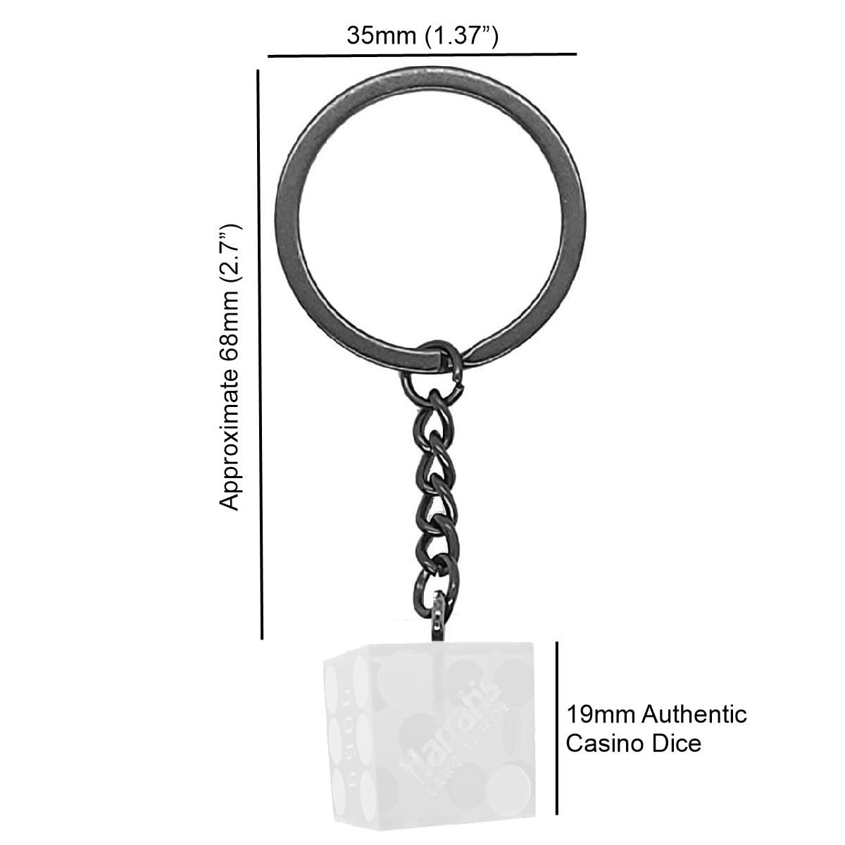 Authentic Casino Dice Keychain - Genuine 19mm Lake Tahoe, Reno & Las Vegas Nevada Craps Dice - Perfect for Gambling Enthusiasts & Casino-Themed Gifts