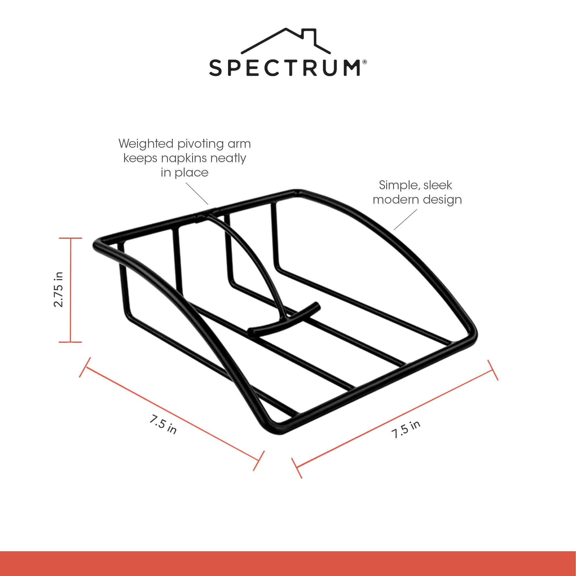 Spectrum Diversified Euro Weighted Napkin Holder - Stainless Steel Napkin Dispenser for Kitchen & Dining Room - Perfect for Table Organization, Restaurant Use, and Home Decor