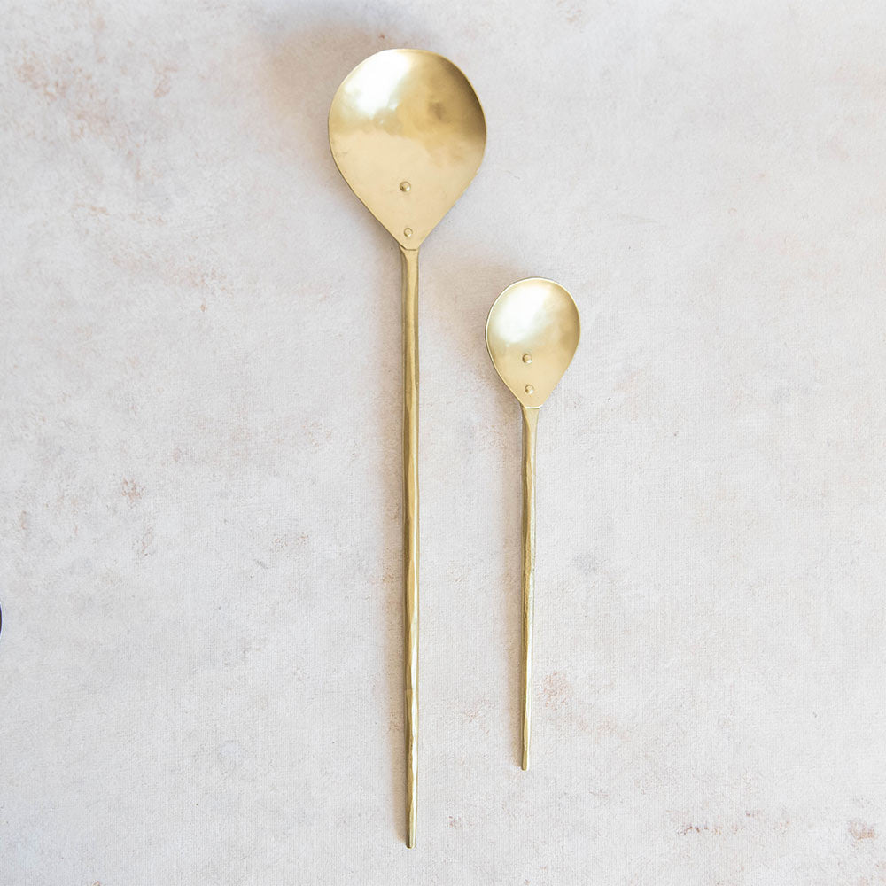 Hand Forged Brass Spoon Set - Premium Kitchen Utensils for Cooking, Serving & Dining - Perfect for Restaurants, Home Chefs & Gift Giving